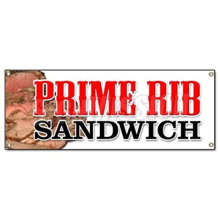 Signmission PRIME RIB SANDWICH BANNER SIGN usda roasted roast beef french dip B-Prime Rib Sandwich